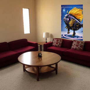 Poster Retrato de um Peixe num uniforme policial Arte A