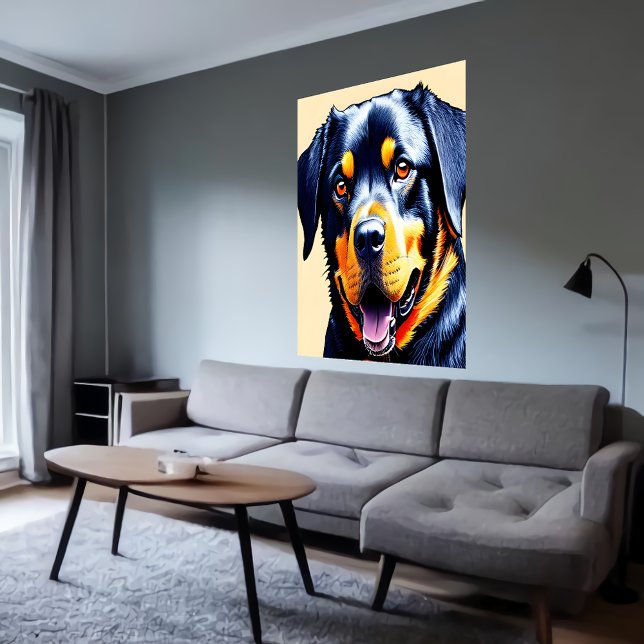 Poster Retrato de um Rottweiler legal | Arte AI (Criador carregado)