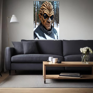 Poster Retrato de uma alienígena com olhos grandes e pret