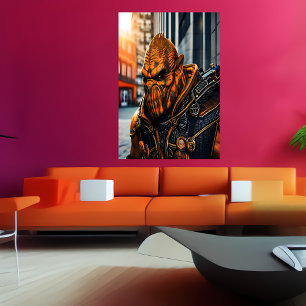 Poster Retrato de uma alienígena laranja legal AI Art P