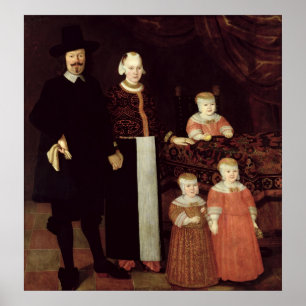 Poster Retrato de uma família de Hamburgo, c.1640