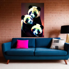 Poster Retrato de uma Família Panda | Arte AI