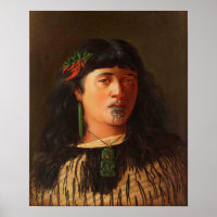 "Retrato de uma Jovem Maori com Moko"