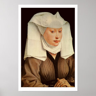 Poster Retrato de uma jovem mulher em um chapéu pintado,