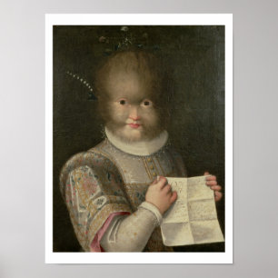 Poster Retrato de uma menina coberta no cabelo