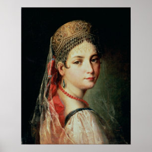 Póster Retrato de uma Menina em Sarafan e