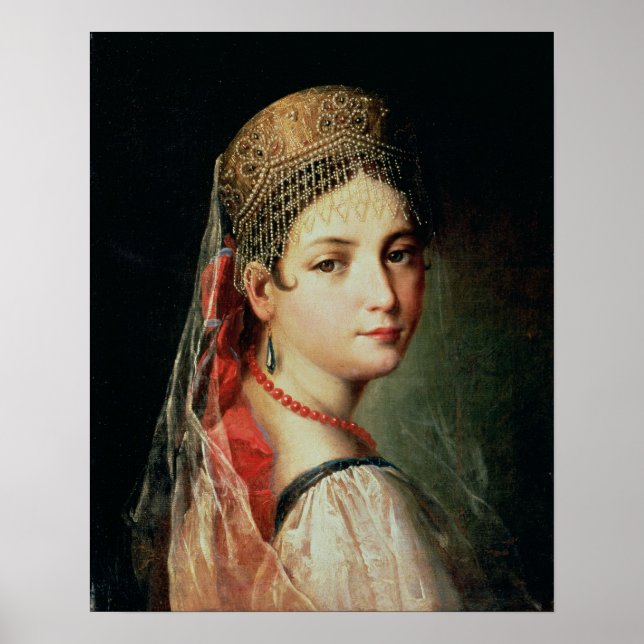 Póster Retrato de uma Menina em Sarafan e (Frente)