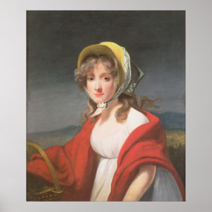 Póster Retrato de uma menina que veste um xaile vermelho