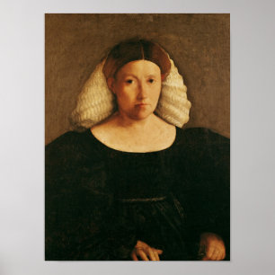 Póster Retrato de uma mulher com um Hairnet branco