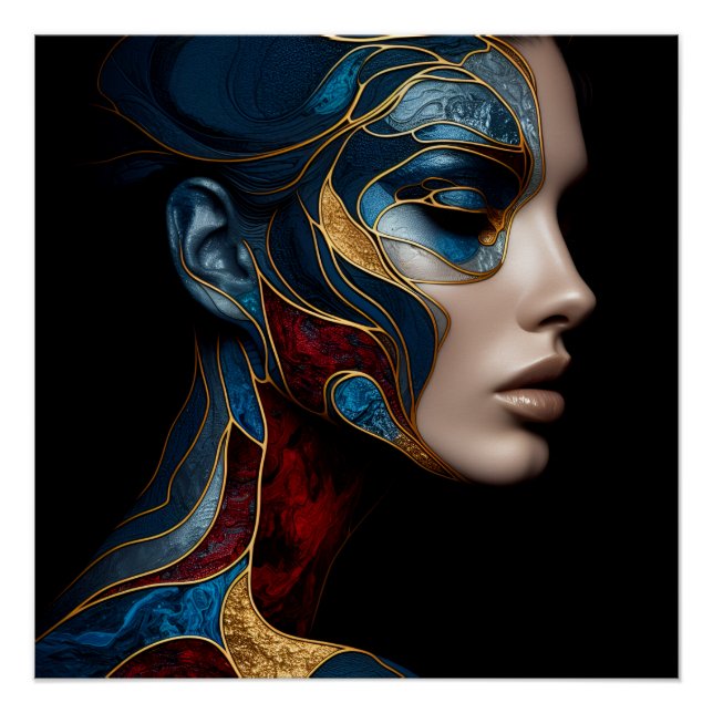 Póster Retrato De Uma Mulher Em Abstrato (Frente)