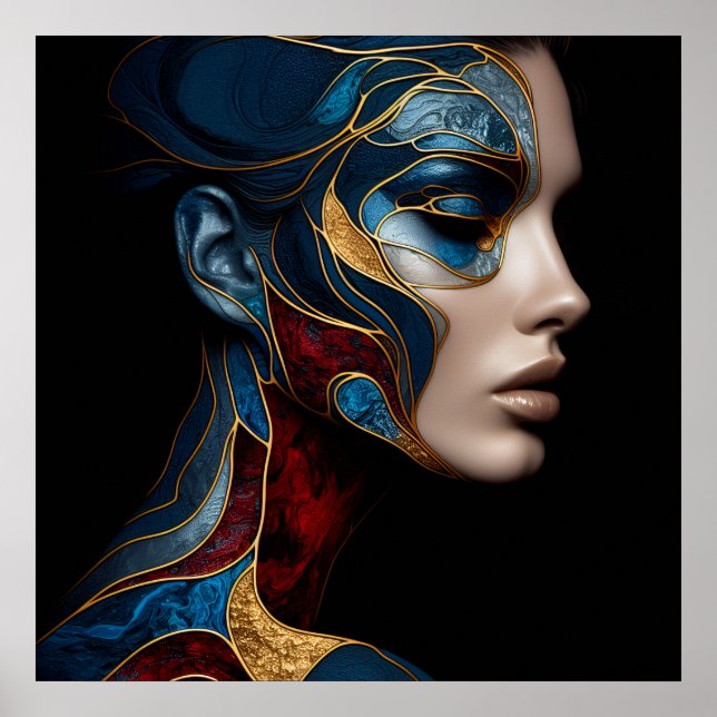 Poster Retrato De Uma Mulher Em Abstrato (Frente)