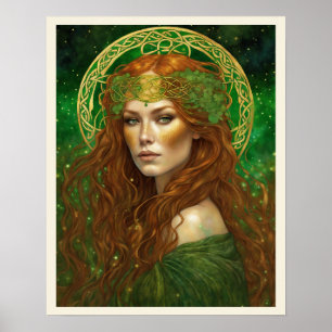 Poster Retrato de uma Mulher em Verde Shamrock