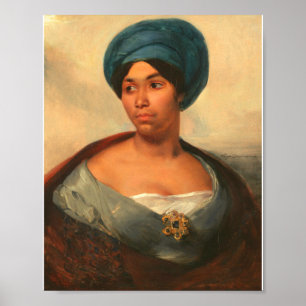 POSTER RETRATO DE UMA MULHER NUMA TURBAN AZUL POR DELACRO