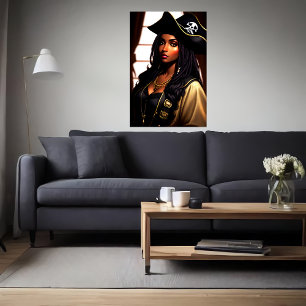 Poster Retrato de uma negra pirata-dama africana   Arte A