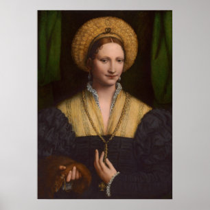Póster Retrato de uma senhora, 1520-1525 (óleo no painel