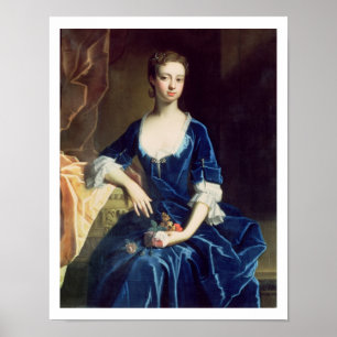 Póster Retrato de uma senhora em um vestido azul de