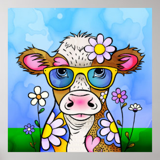 Poster Retrato de Vaca Doodle