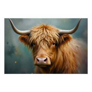 Póster Retrato de Vaca Highland