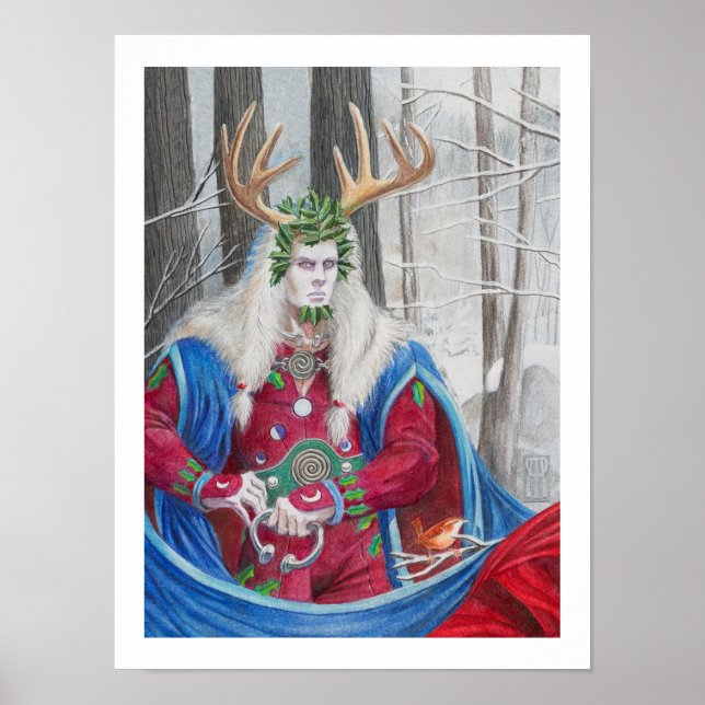 Póster Retrato Detalhado do Rei Celta Holly (Frente)