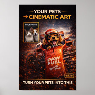 Poster Retrato digital personalizado de animais de estima