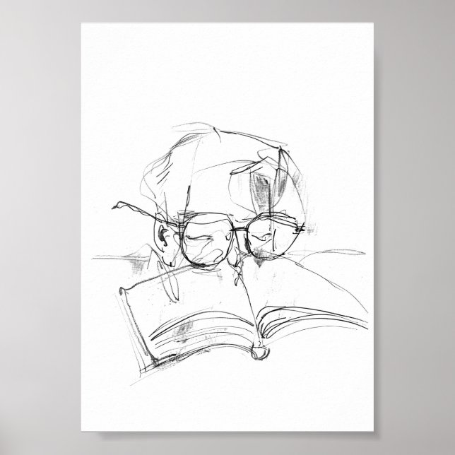 Poster Retrato do abstrato Book Lover (Frente)