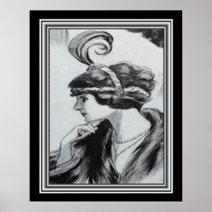 Poster Retrato do art deco de um Flapper ca.1920 - 16x20