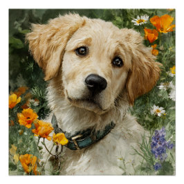 Póster Retrato do Cachorrinho Dourado