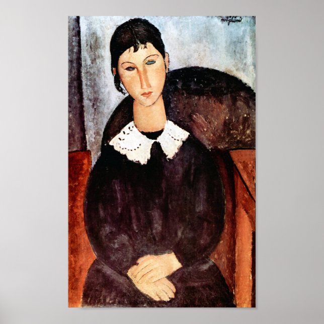 Poster Retrato do Colar Branco, Modigliani (Frente)