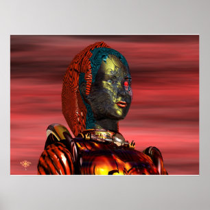 Póster RETRATO do CYBORG de ARES, ficção científica do