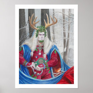 Póster Retrato do detalhe do rei celta do azevinho