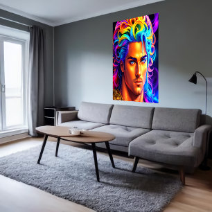 Poster Retrato do Deus grego Apolo   Arte AI