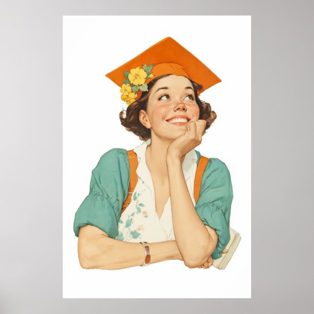 Poster Retrato do Dia de Graduação Feliz (Frente)