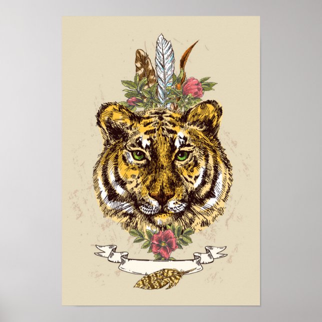 Poster Retrato do estilo Tiger Boho (Frente)