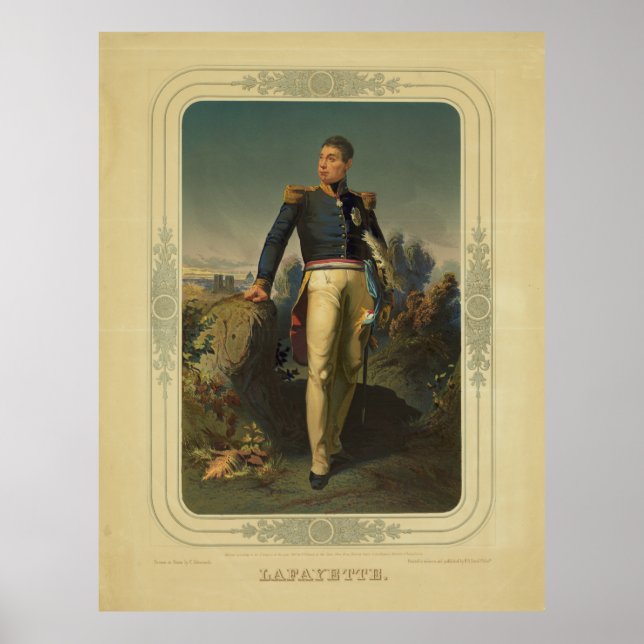 Póster Retrato do General francês Marquês de Lafayette (Frente)