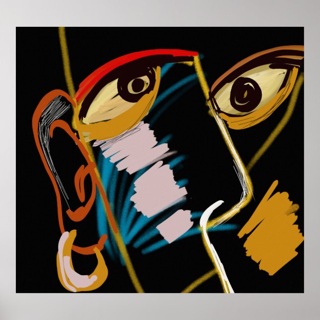 Poster Retrato do Guerreiro: Abstração Primitiva do Petró (Frente)