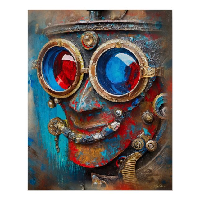 Póster Retrato do Homem de Lata Steampunk (Frente)