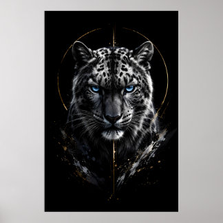 Poster Retrato do Leopardo da Neve Branco | Olhos Azuis |