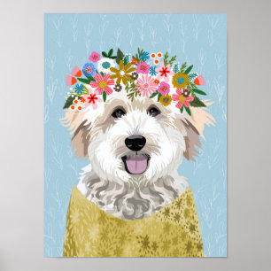 Poster Retrato do Ouro Doodle Wreath Dog