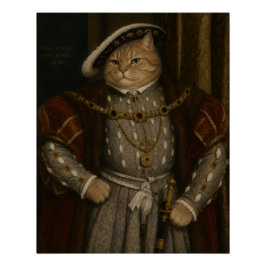 Póster Retrato do Rei Gato Tudor – Gato Henrique VIII Ren