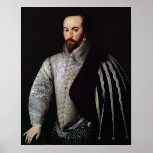 Póster Retrato do senhor Walter Raleigh 1588