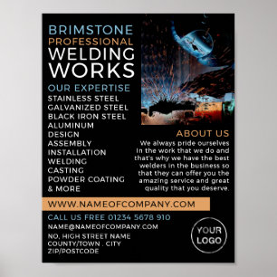 Poster Retrato do soldador, metalúrgico, publicidade do s