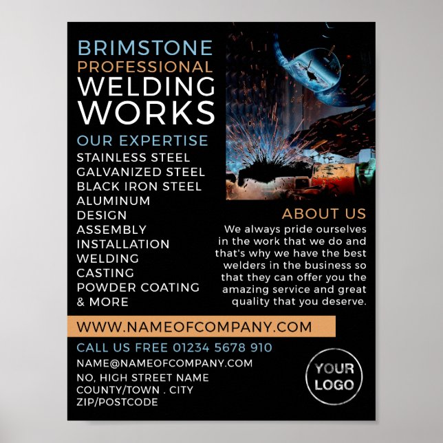 Poster Retrato do soldador, metalúrgico, publicidade do s (Frente)