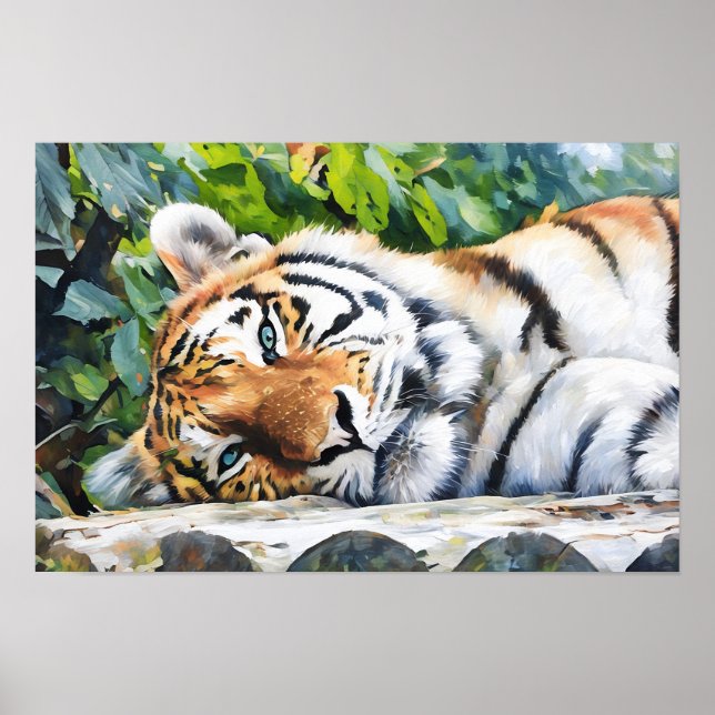 Poster Retrato do Tigre em Descolagem (Frente)