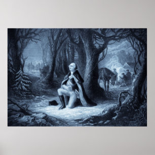 Póster Retrato do vintage de Praying de George Washington