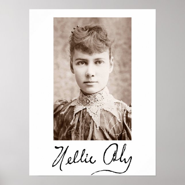 Poster Retrato e assinatura de Nellie Bly (Frente)