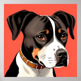 Poster Retrato Elegante de um Cachorro Negro e Branco