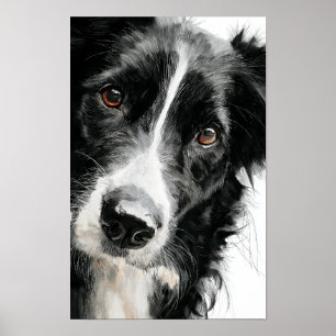 Poster retrato em aquarela de border collie