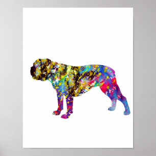 Poster Retrato em Aquarela de Bulldog Art