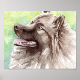 Poster Retrato em Aquarela de Keeshond