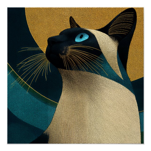 Póster Retrato em Mosaico Siamesa (Frente)